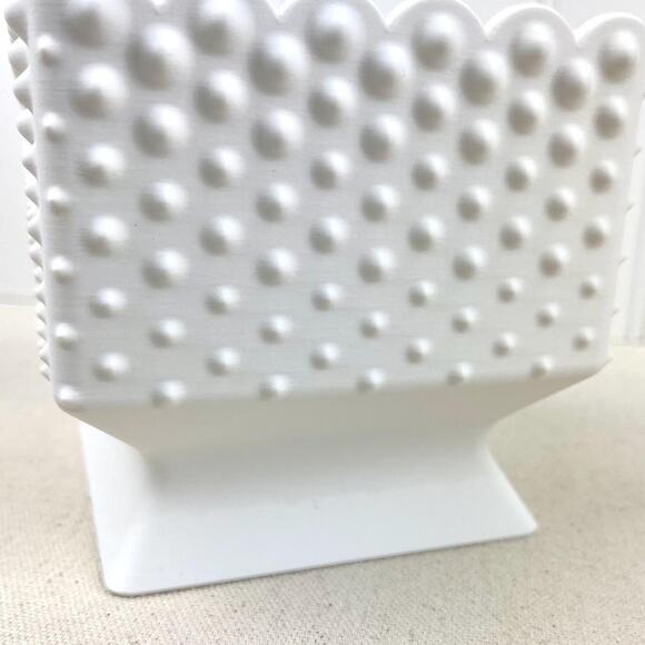 White Hobnail Bowl, Small Pedestal Bowl, Decorative Bowl with Scalloped Edge - Picture 6 of 9